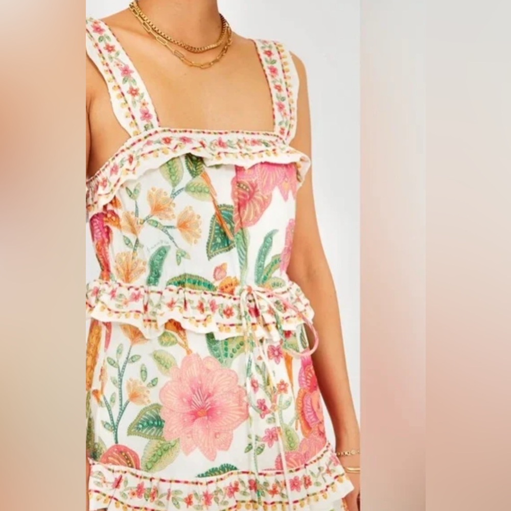 FARM Rio Floral Tiered Maxi Dress in Pink, Green & Yellow - Picture 10 of 10